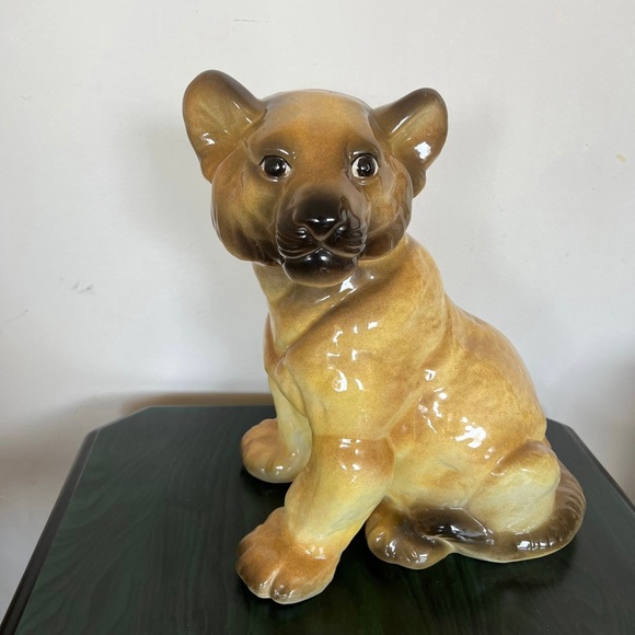 Vintage lion cub glazed ceramic - Picture 1 of 7